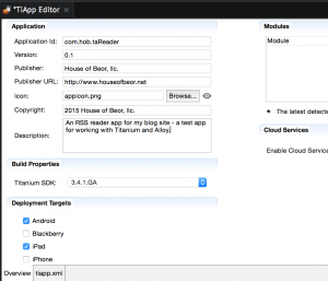 Editing tiapp.xml