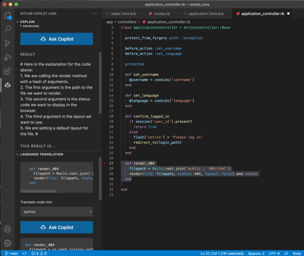 Github CoPilot Labs