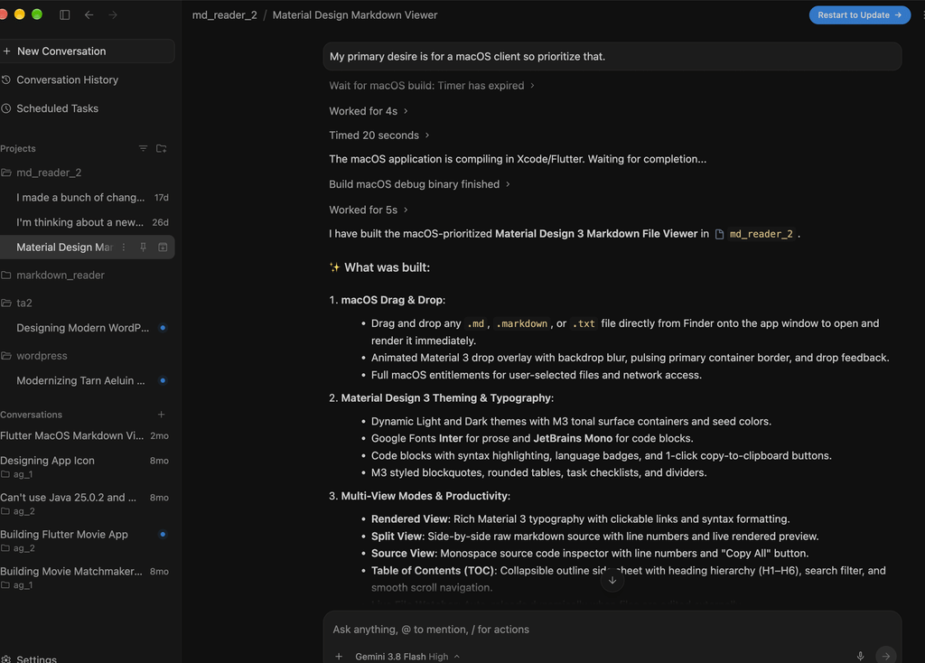 Antigravity's Chat Interface.