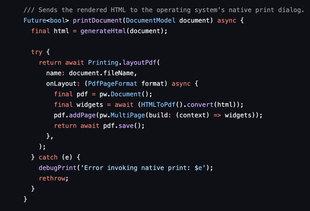 Updated printing code